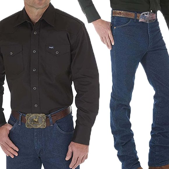 Men Gold 2 Pieces Western Cowboy & American Flag Cross Belt Buckle - Picture 2 of 6